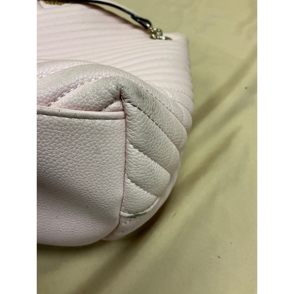 Victorias Secret Pink Quilted Chevron Shoulder Bag Gold Chain Tote - Picture 10 of 11
